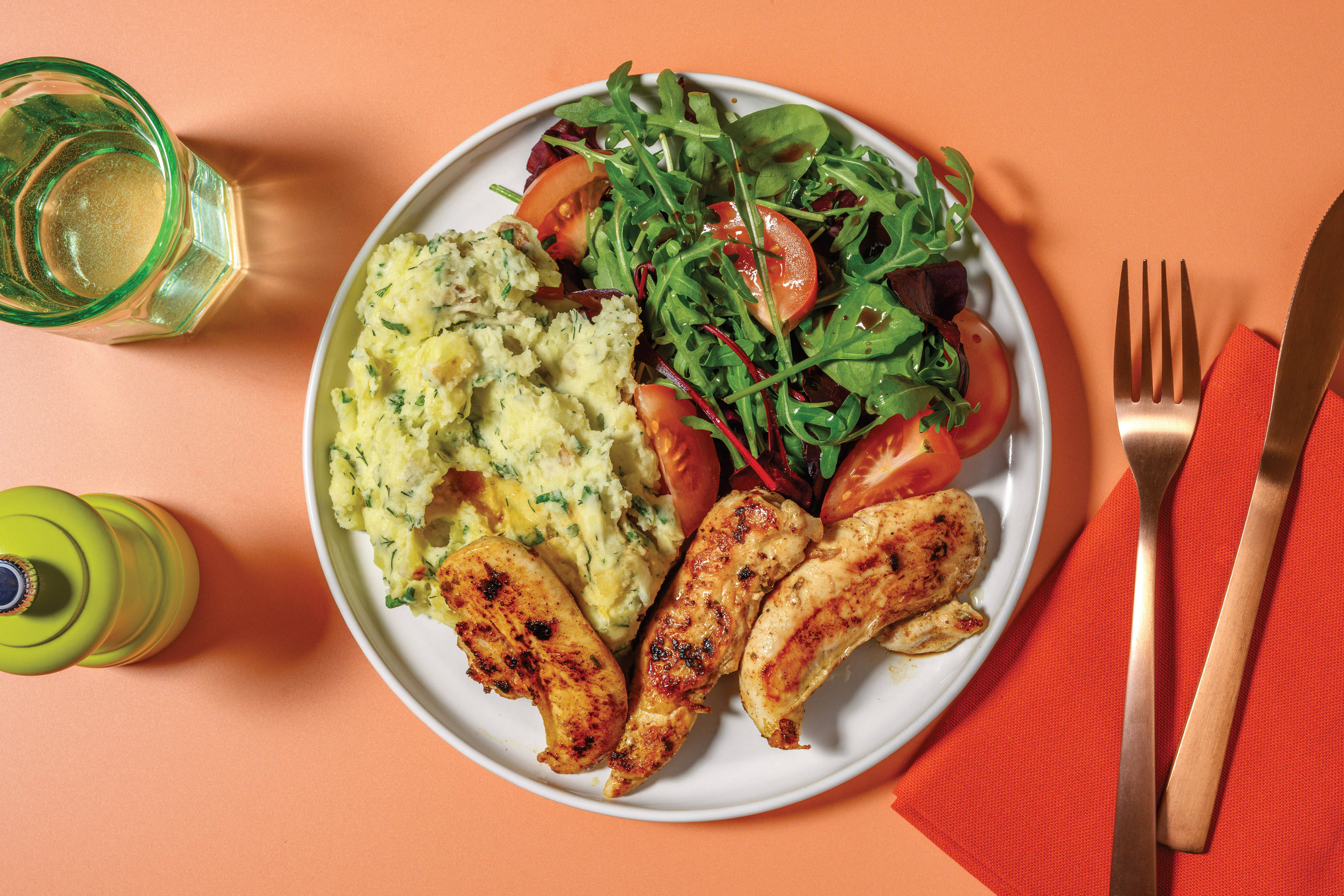 Double Seared Chicken & Creamy Herb Potatoes