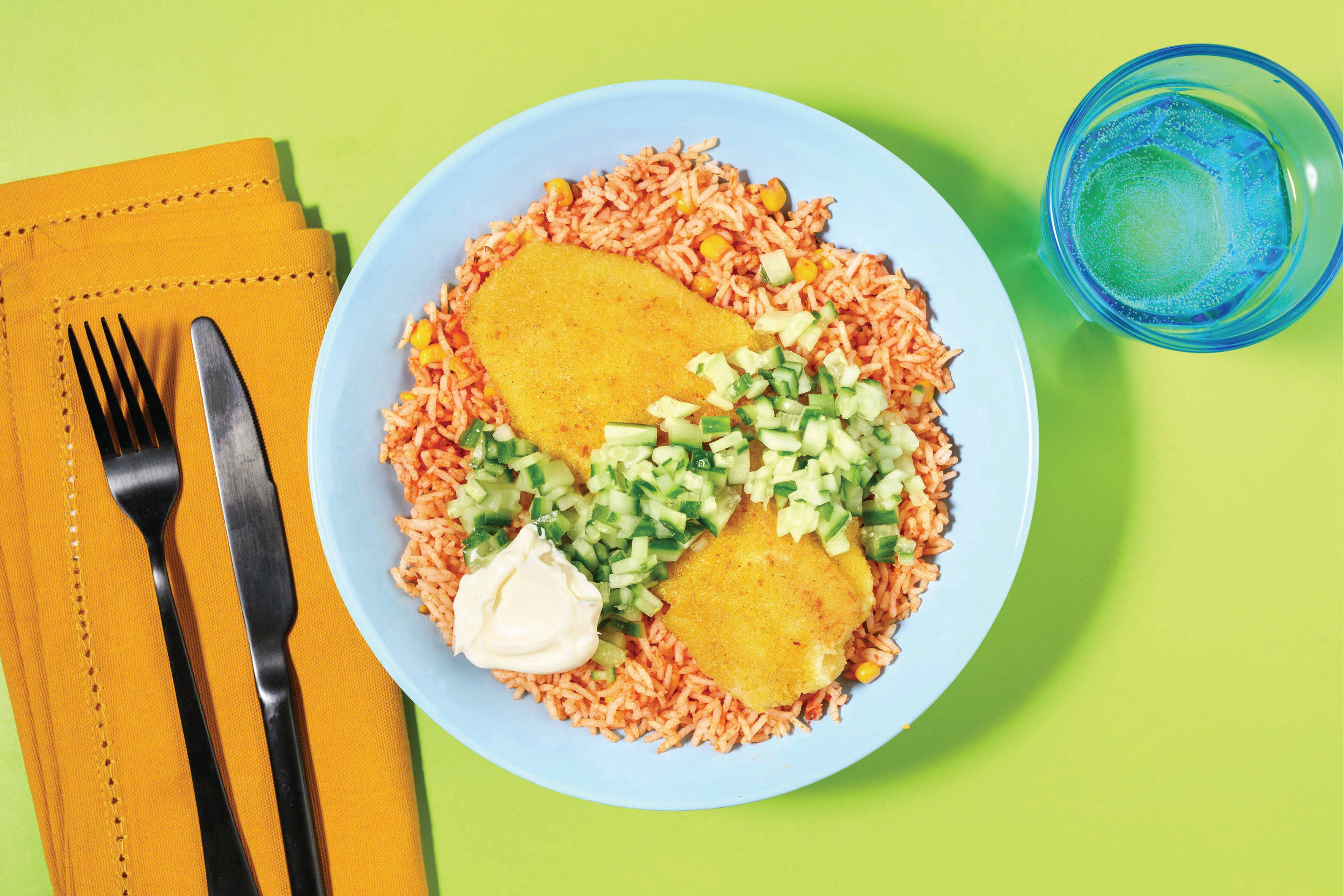 Double Crumbed Basa & Mexican Corn Rice