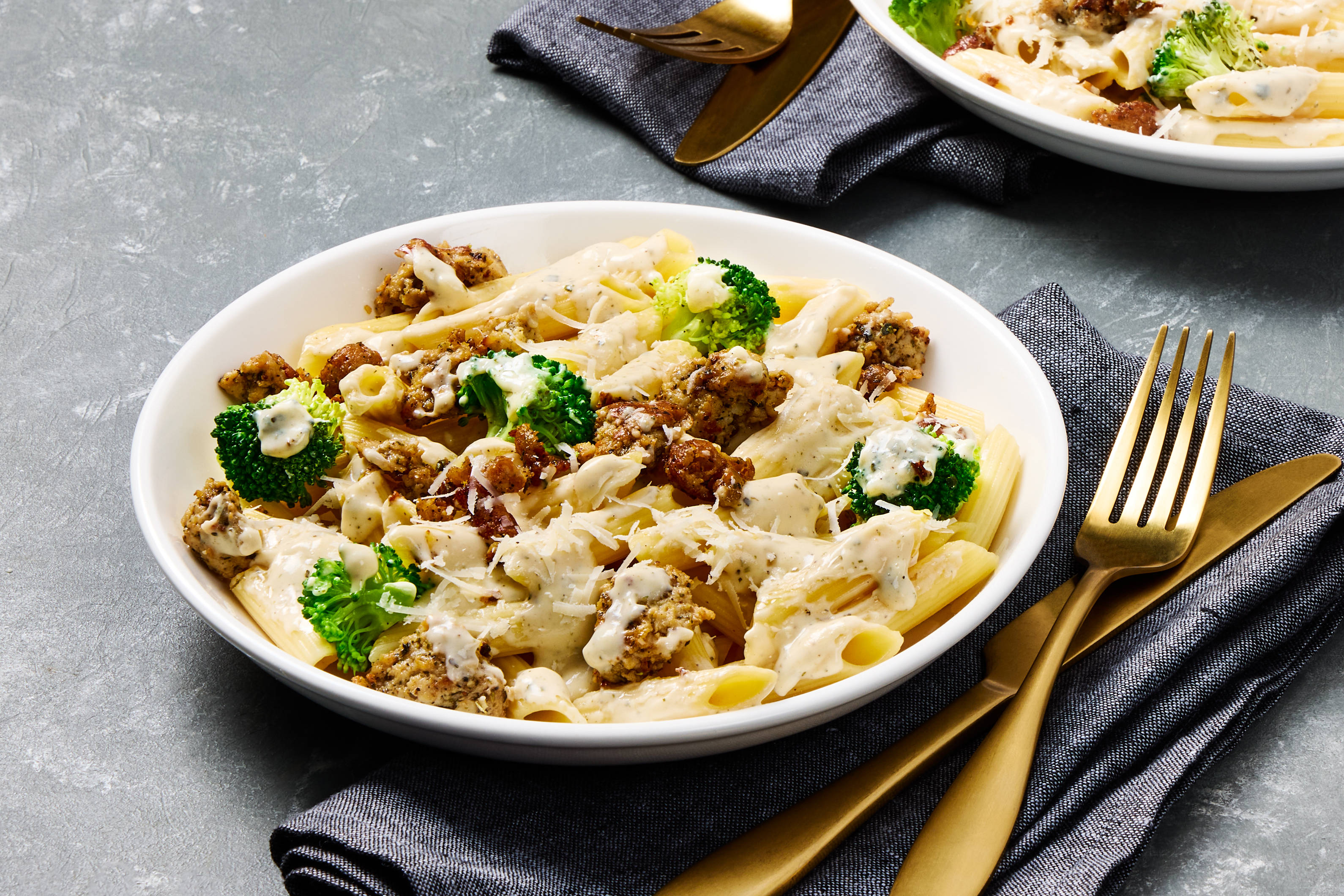 No-Chop Chicken Penne Alfredo