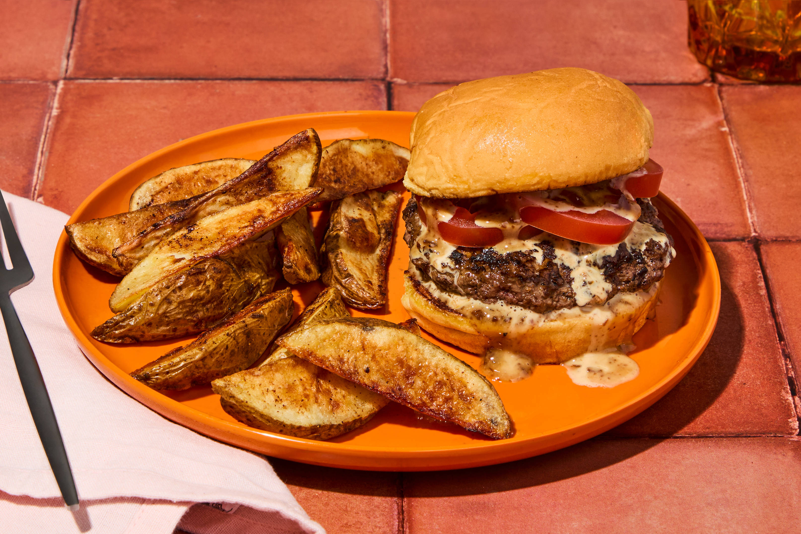 Roasted Onion & Garlic Burgers with Bacon