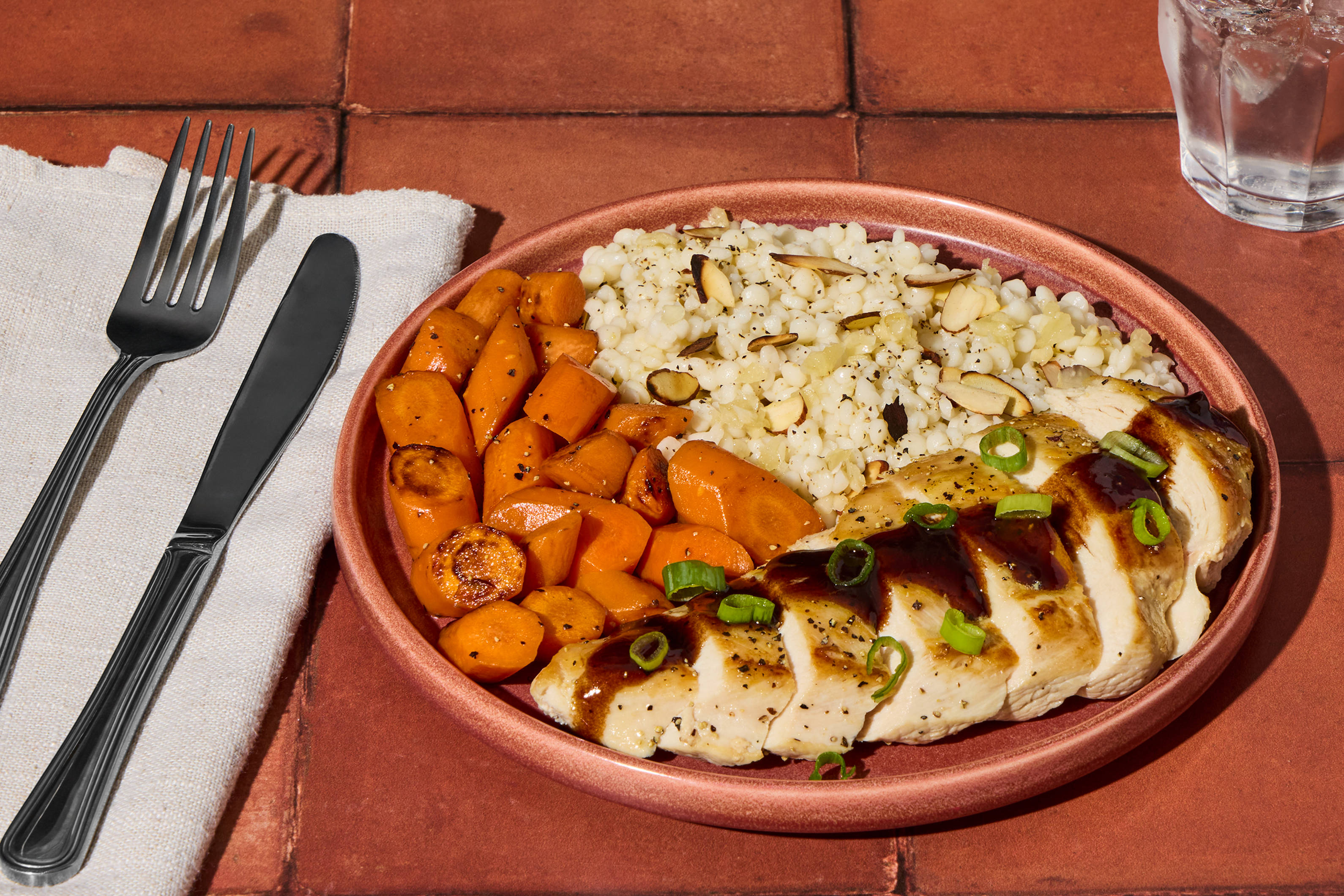 Cherry Balsamic Salmon & Almond Couscous