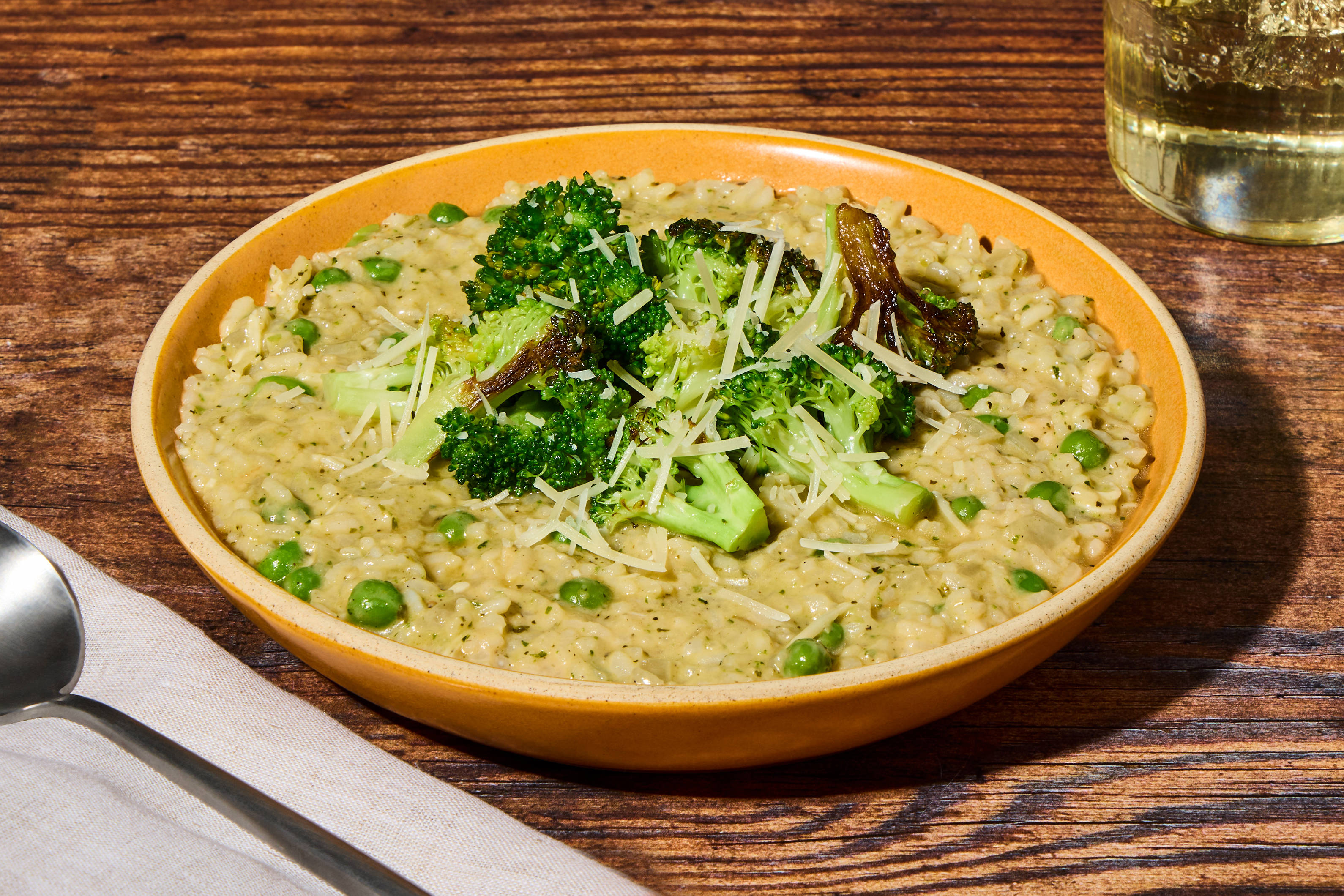 Pesto Chicken Sausage, Broccoli & Pea Risotto