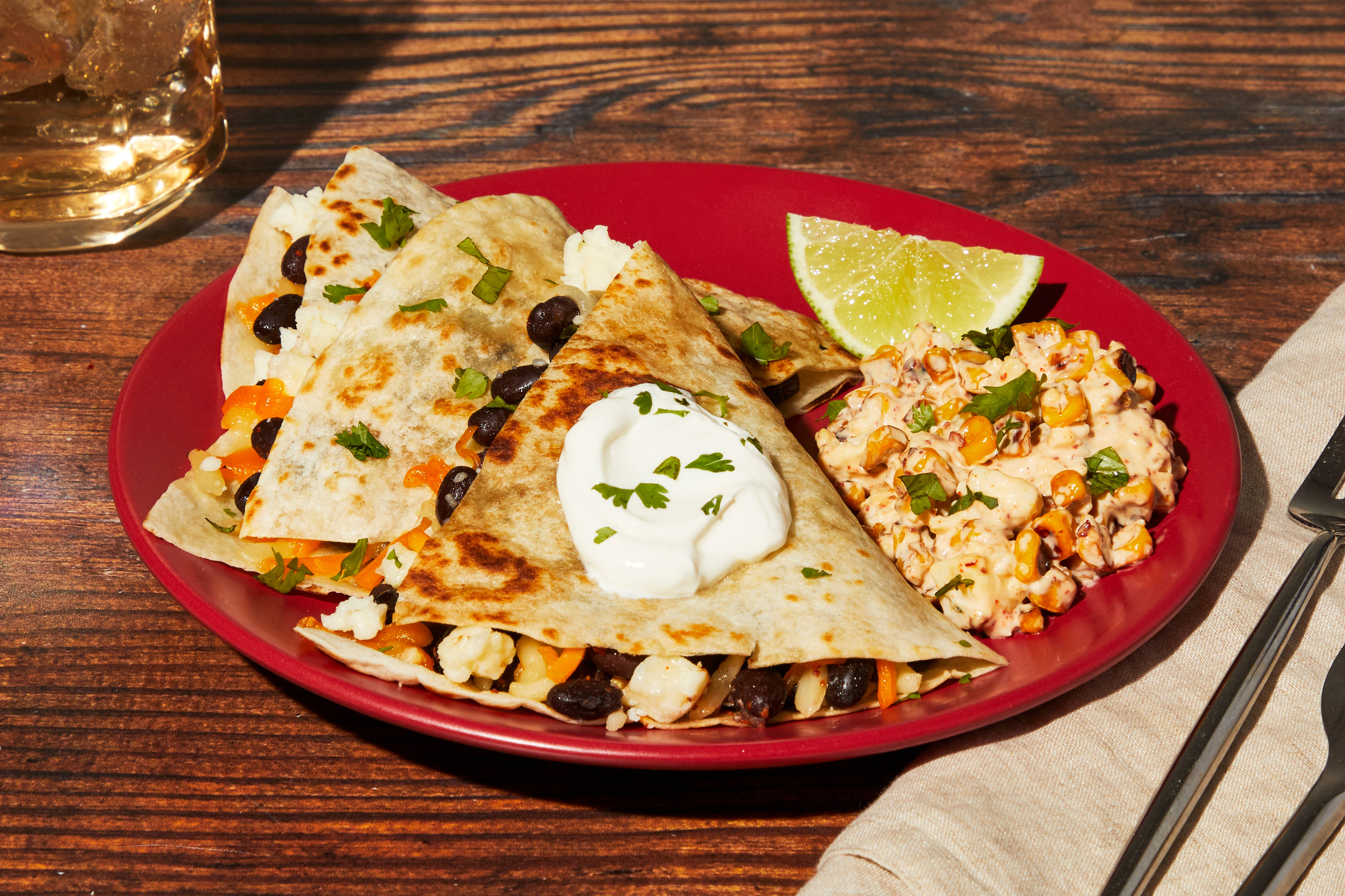 Chili Lime Black Bean & Beef Quesadillas