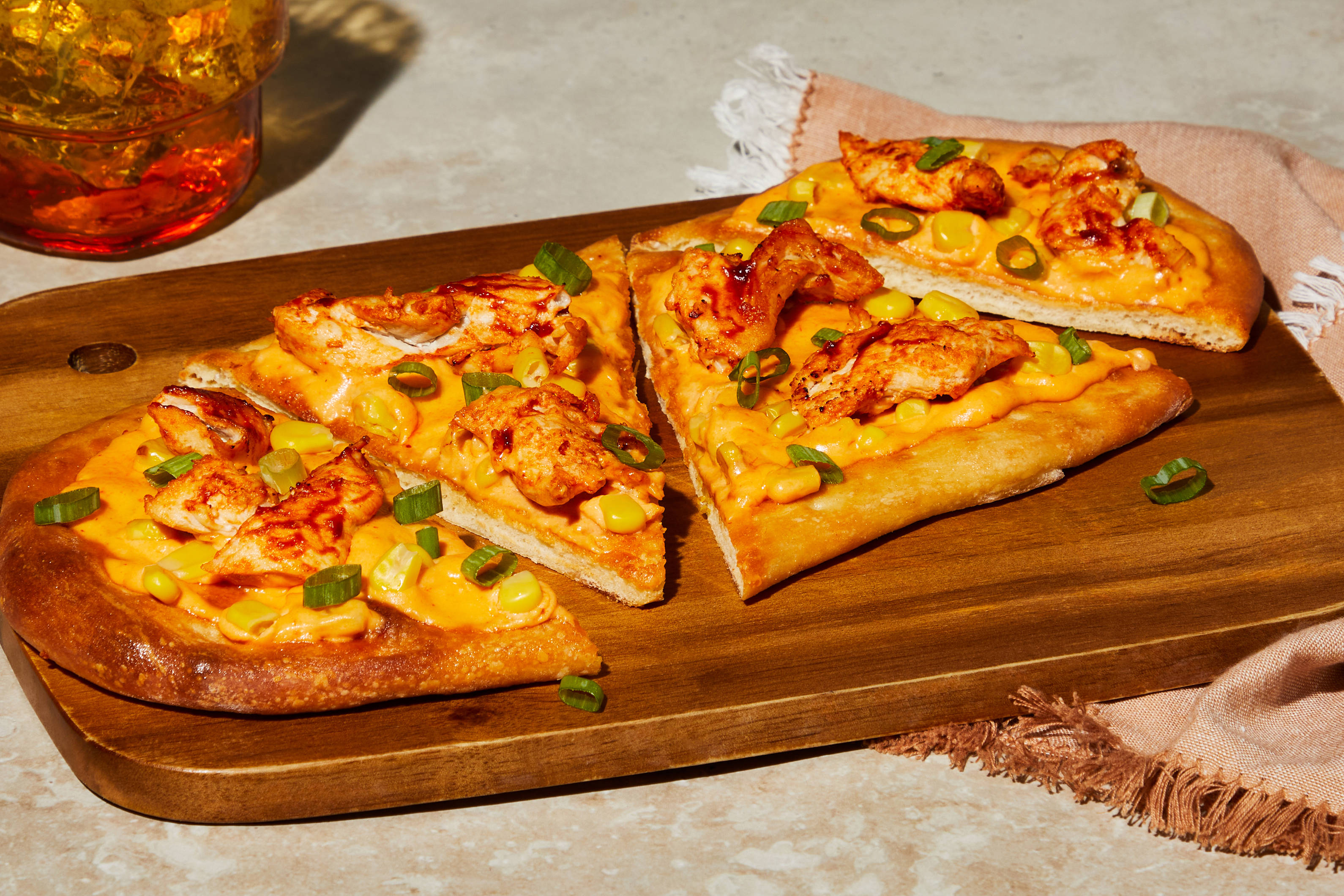 Korean Cheesy Corn & Chicken Pizzas