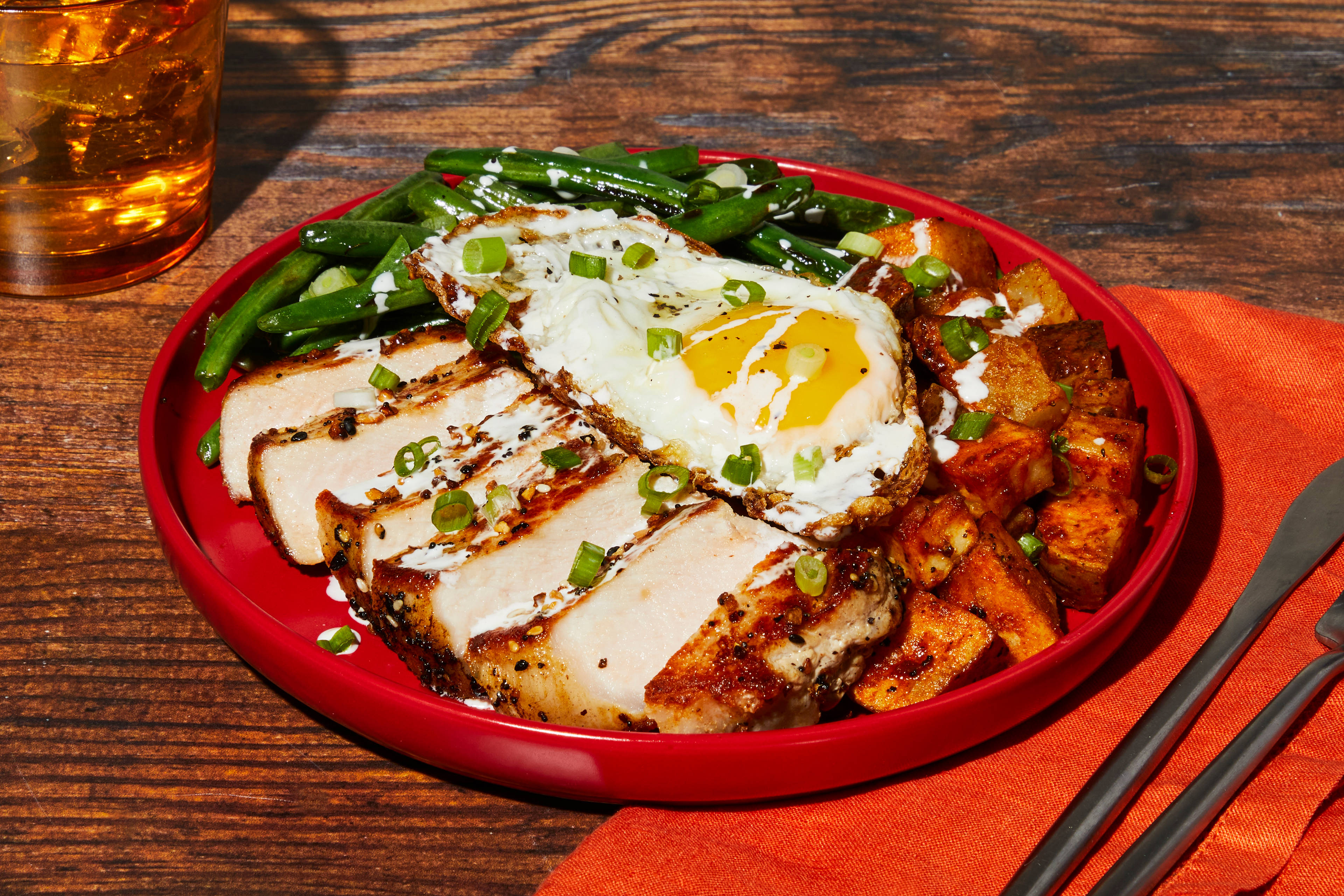 Everything Bagel Pork Chops & Eggs 