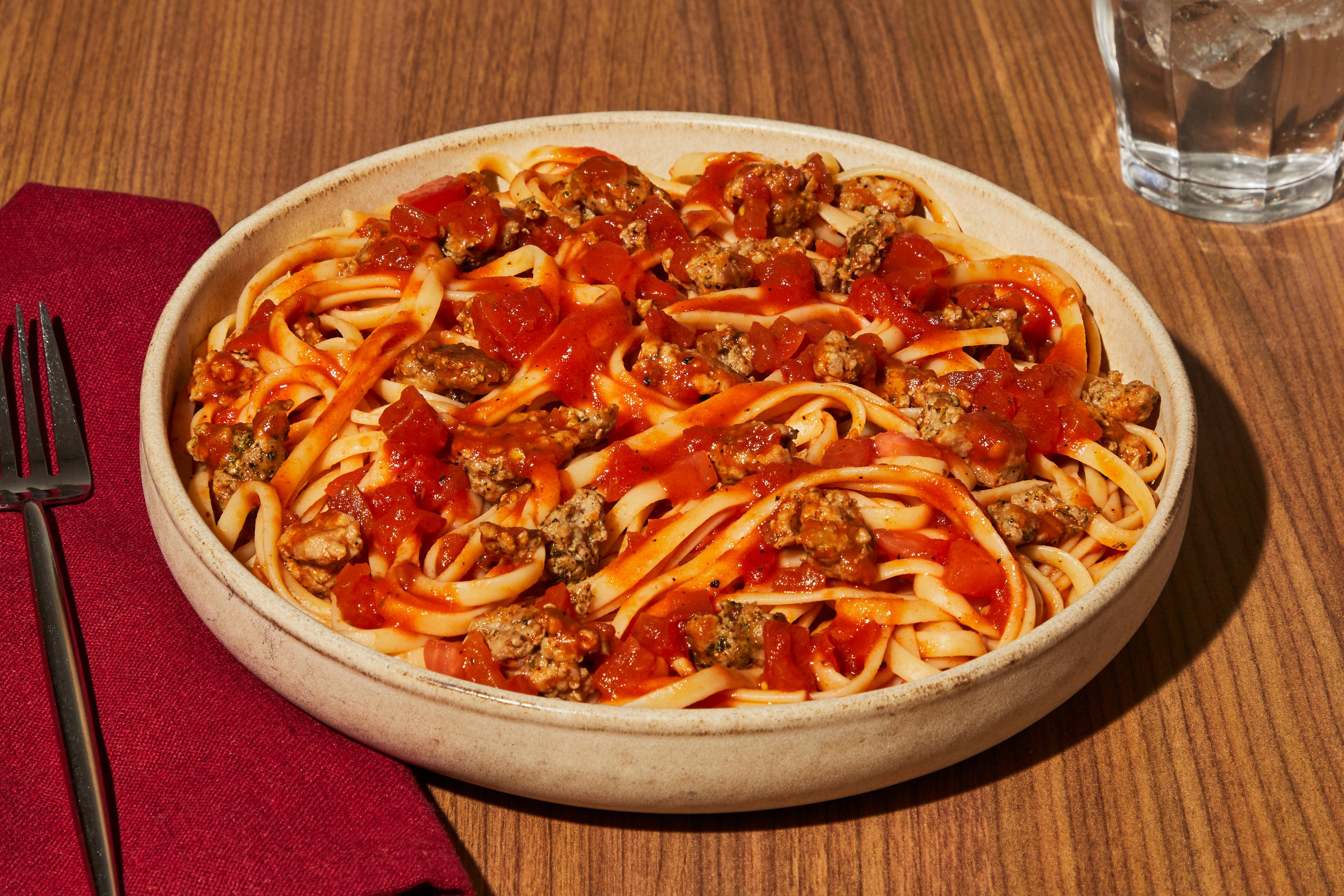 Beef Bolognese over Linguine