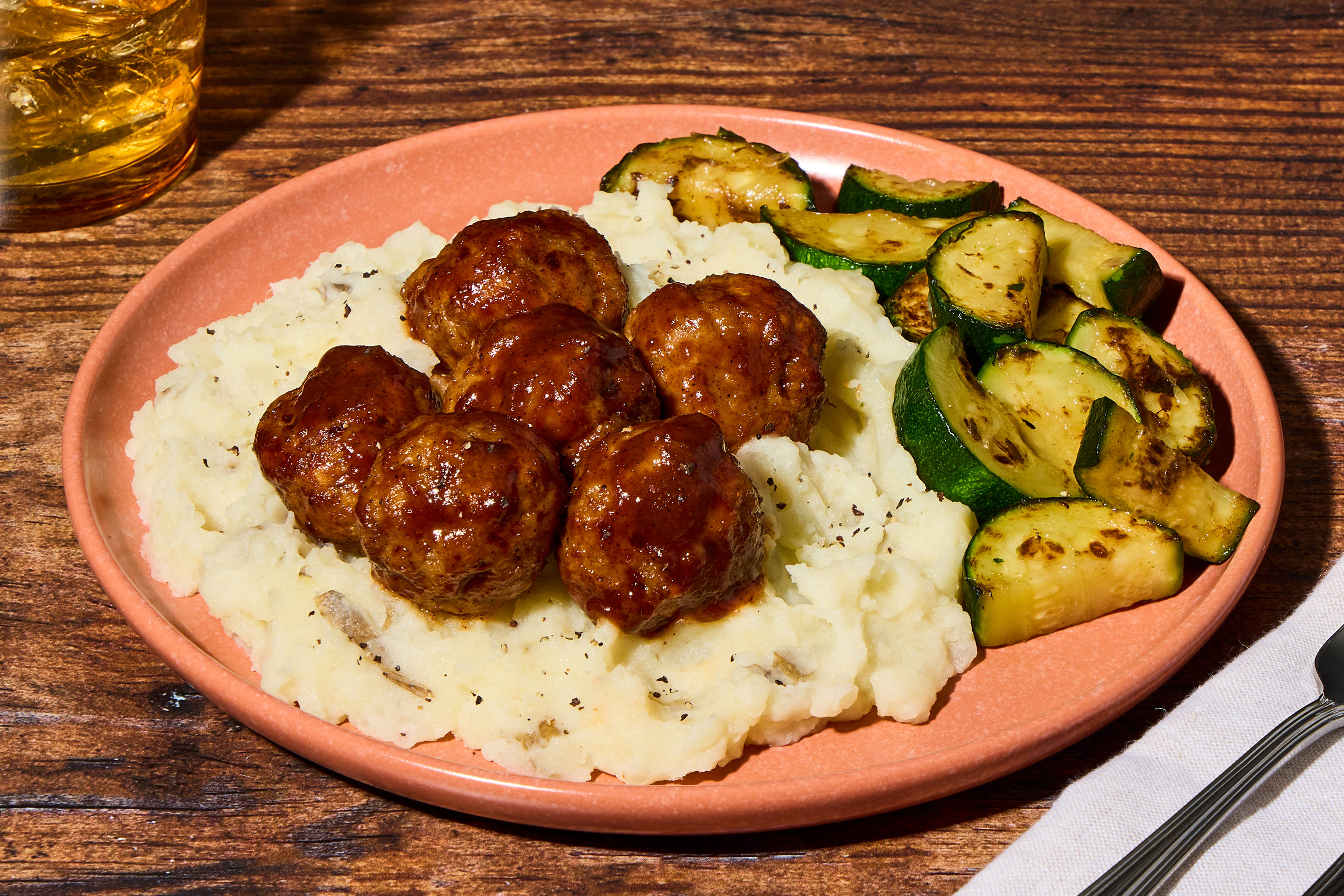 Ancho-Peach Pork Meatballs