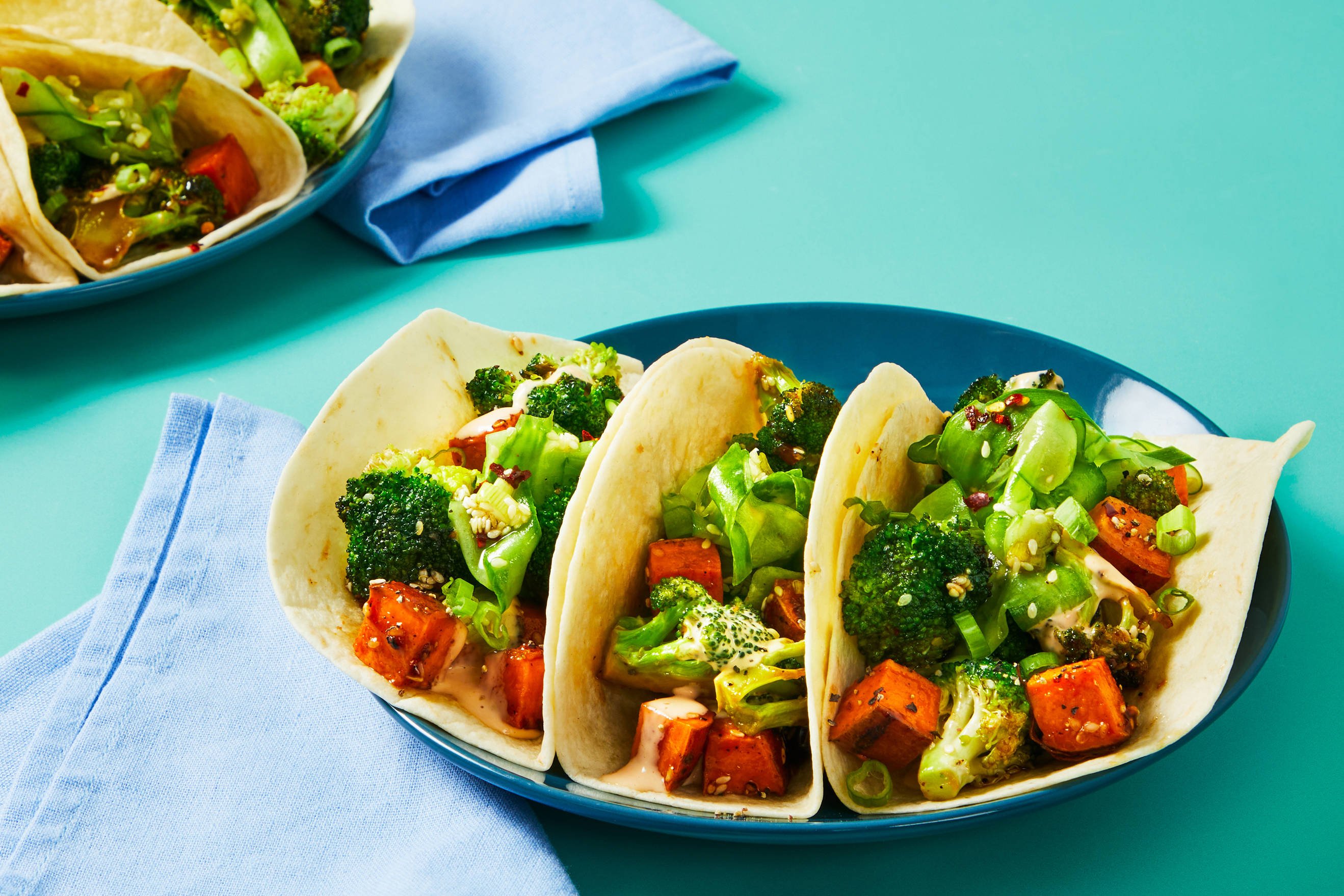 Swicy Broccoli & Sweet Potato Tacos